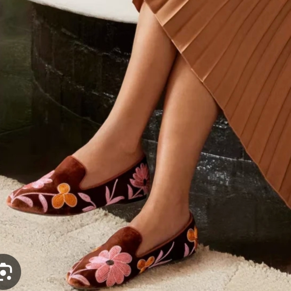 Birdies The Starling Floral Velvet Loafers